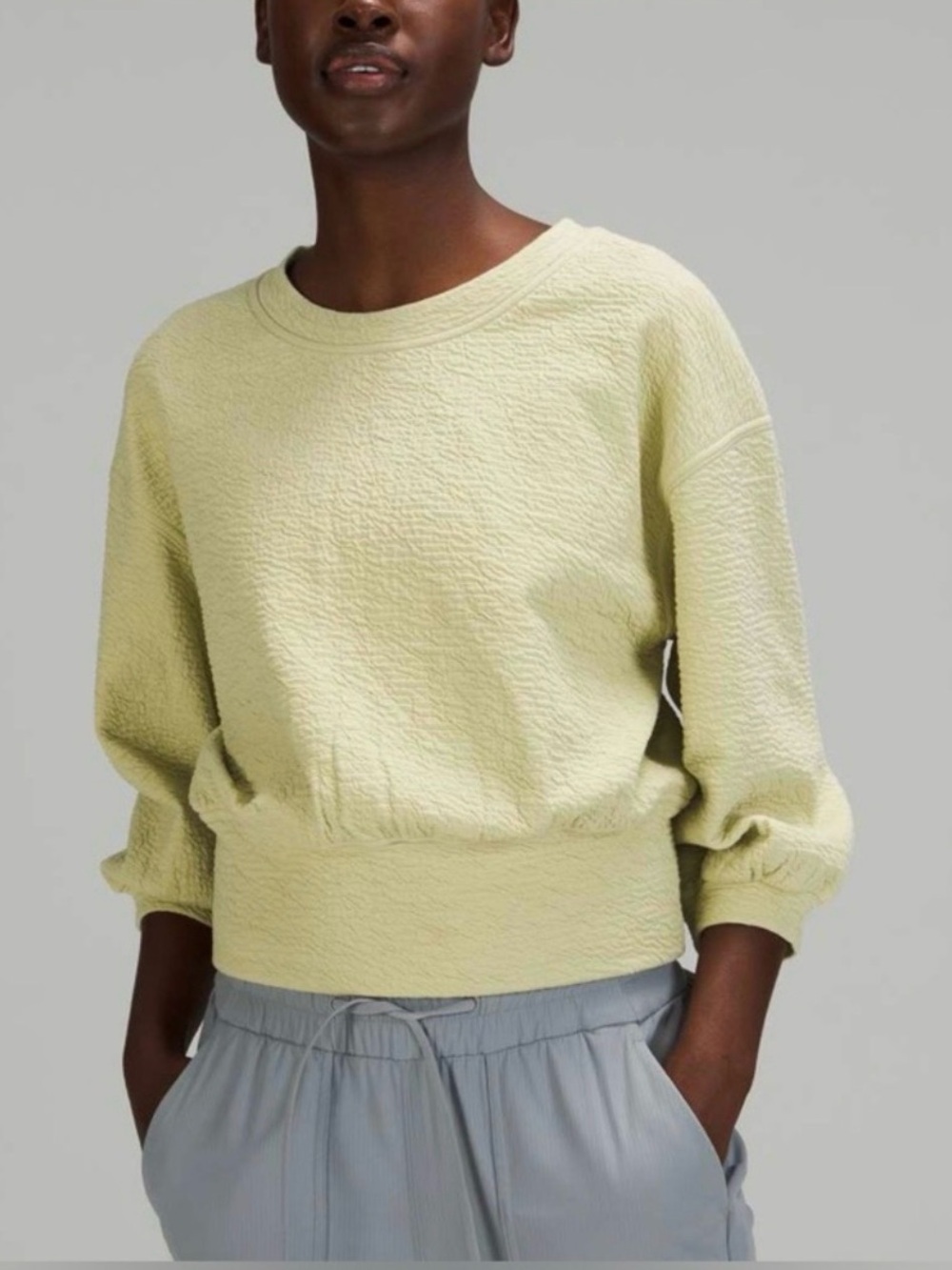 Lululemon Textured Crewneck Pullover Balloon Sleeve Top
